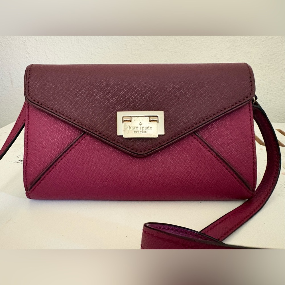 GUC Kate Spade Plum Crossbody with Silver Accents